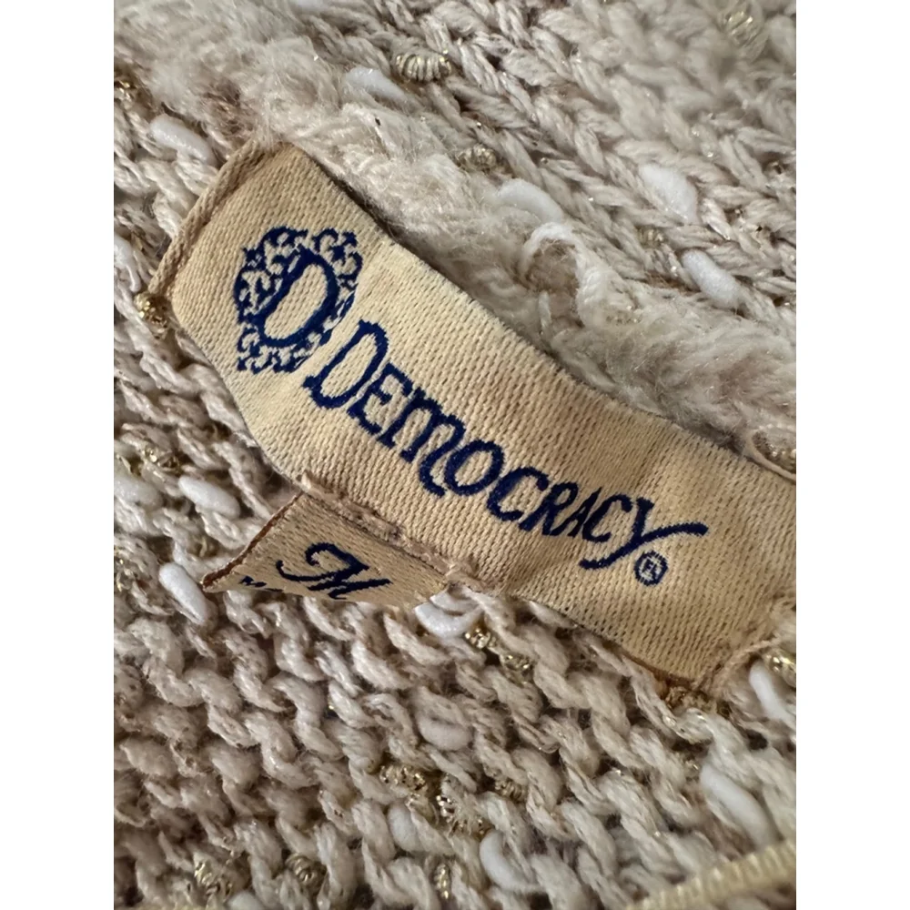 NWT Democracy Cardigan 3/4 Length Sleeves. Tan and Brown. Sz M